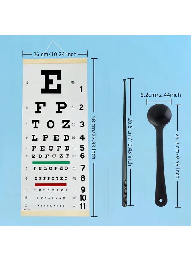 White Snellen Eye Chart 2 Sets Professional Vision Test Chart with Extended Eye Mask - Image 3